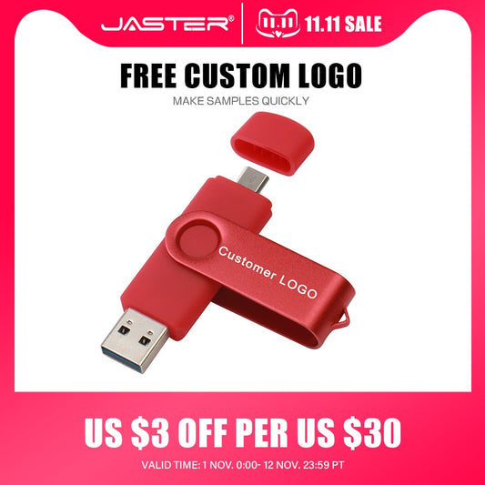 JASTER High-Speed OTG USB Flash Drive - 16GB/32GB/64GB Rotatable Pen Drive for Android & PC