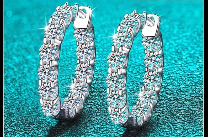 18k Plated 2.6CT Moissanite Hoop Earrings for Women – Sparkling Wedding & Party Jewelry