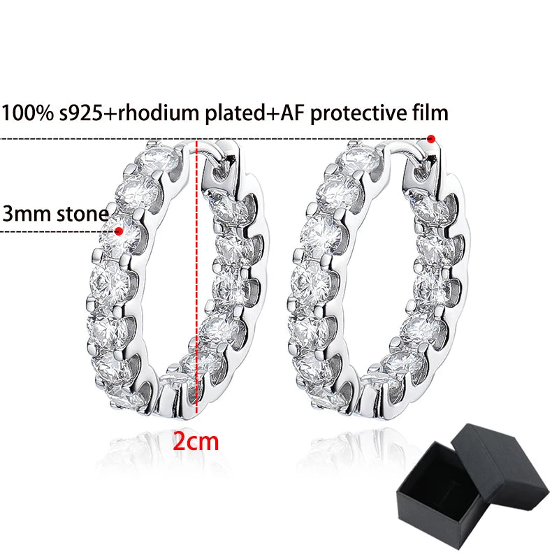 18k Plated 2.6CT Moissanite Hoop Earrings for Women – Sparkling Wedding & Party Jewelry
