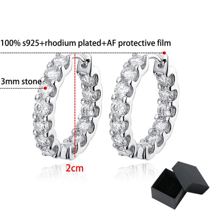 18k Plated 2.6CT Moissanite Hoop Earrings for Women – Sparkling Wedding & Party Jewelry